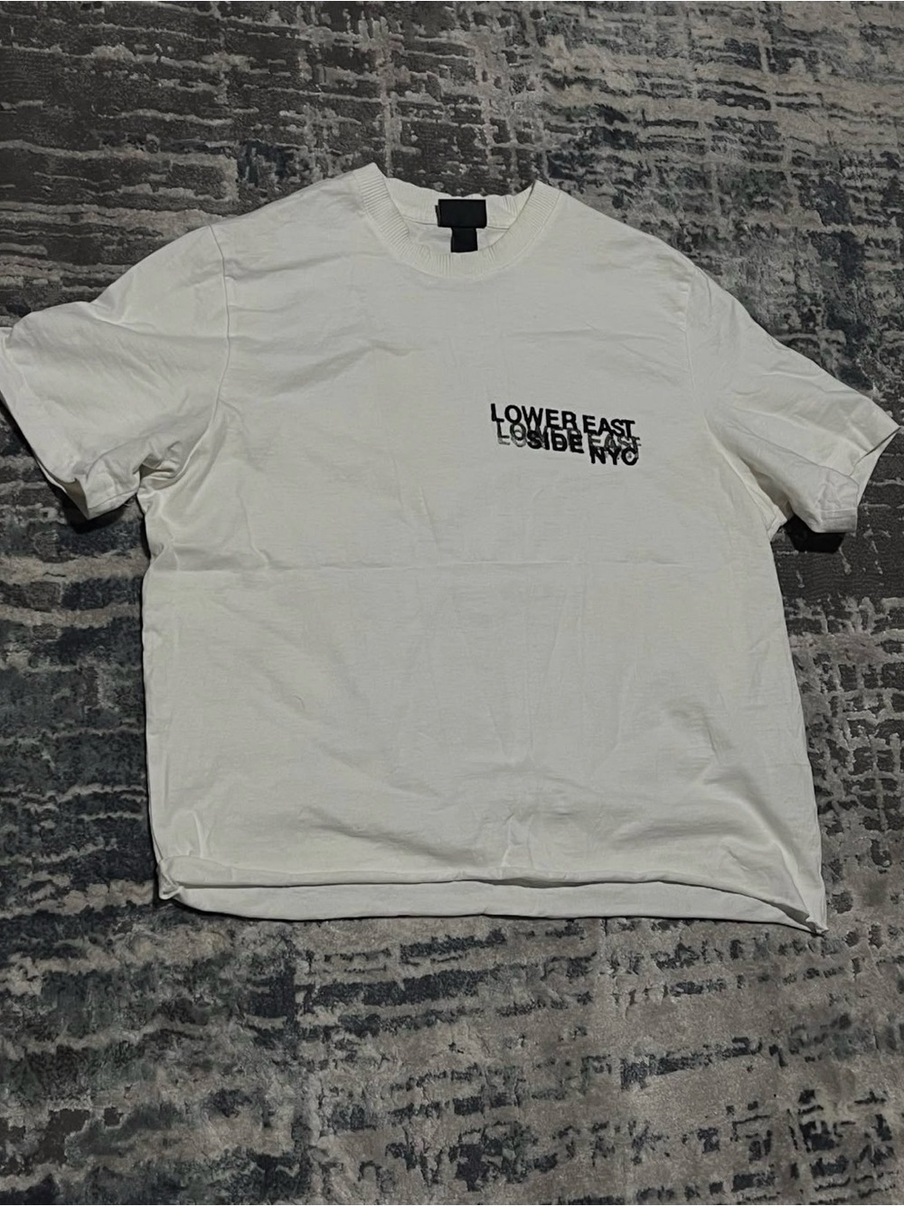 LOWER EAST SIDE White Short-Sleeve Tee with Black Chest Logo